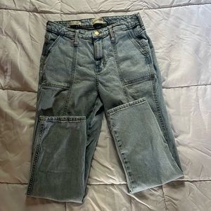 High rise slim straight leg pants